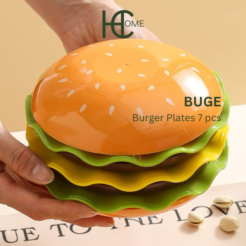 Hecca BUGE Tea Time Set 7 ชิ้น Place Burger Set แผ่นเล็กสําหรับขนมหรือเค้ก