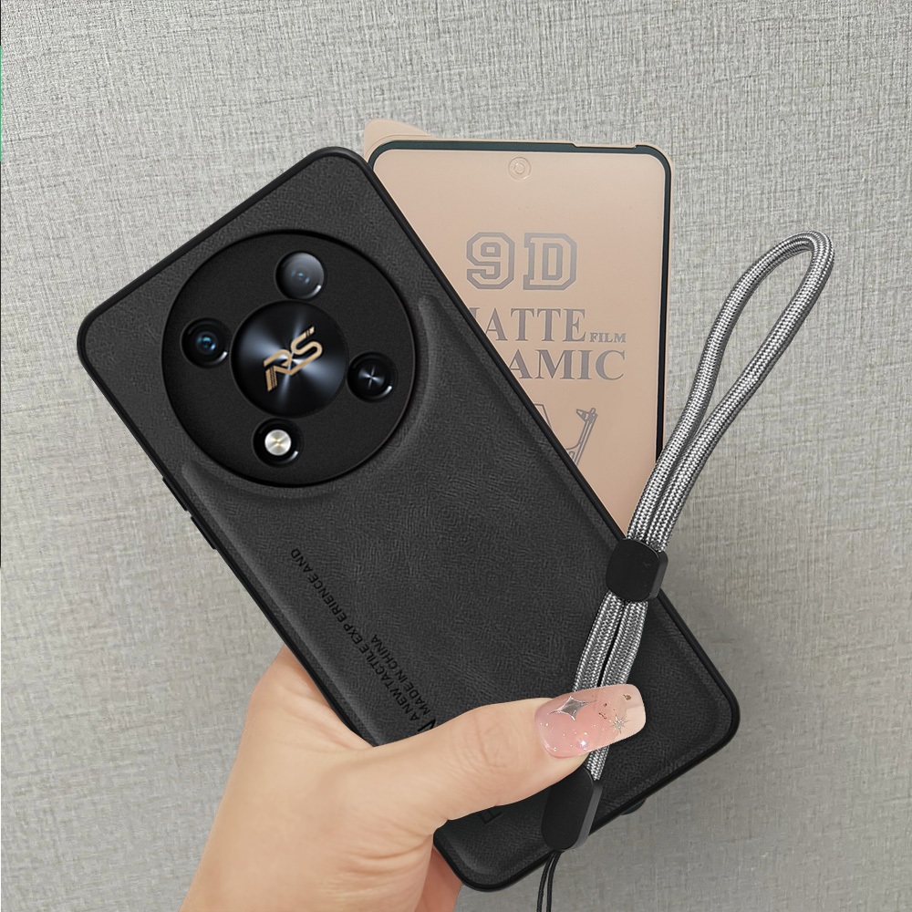 2 in 1 HP Case Itel RS4 S666LN เคสหนังพรีเมี่ยมพร้อมตัวป้องกันรอยขีดข่วนเซรามิก 9H และสายคล้องมือมีส