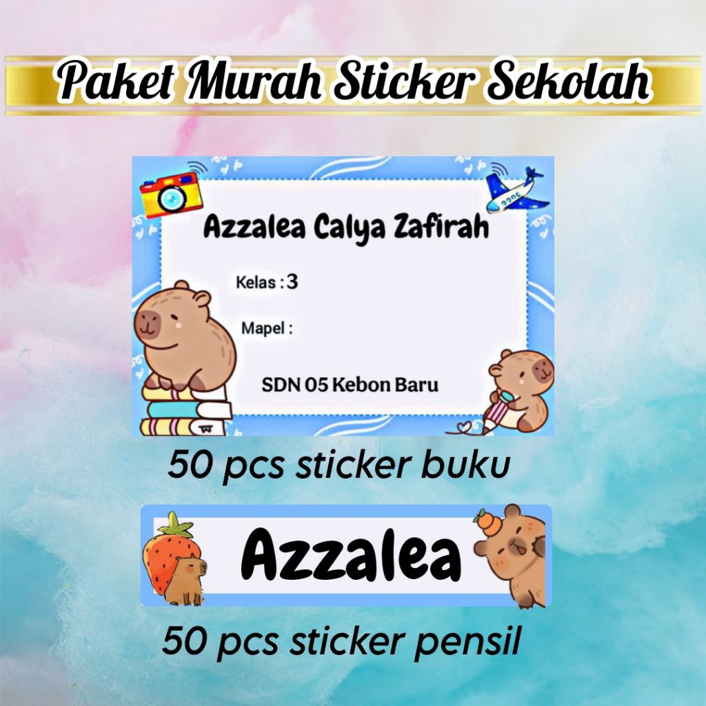 (CONTENTS 100 ชิ้น) SCHOOL BOOK STICKERS + CAPYBARA MOTIF PENCIL STICKERS