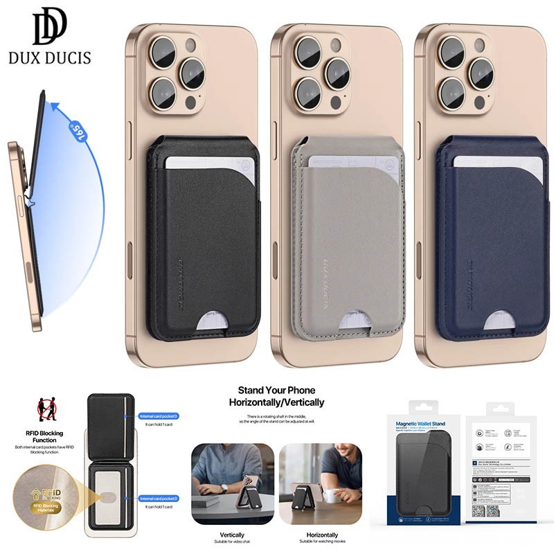ต้นฉบับ Dux Ducis Neva Stand Magnetic Pocket Card Slot Phone Holder Magsafe Mag Magnet Wallet Wallet