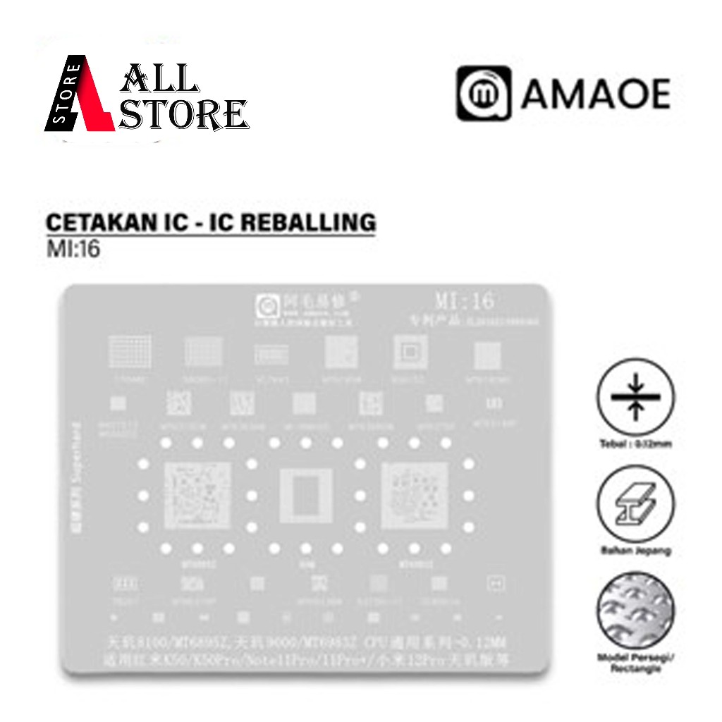AMAOE MOLD IC MI:16 MEDIATEK 8100/MT6895Z, MEDIATEK 9000/6983Z CPU UNIVERSAL SERIES-0.112MM ORIGINAL