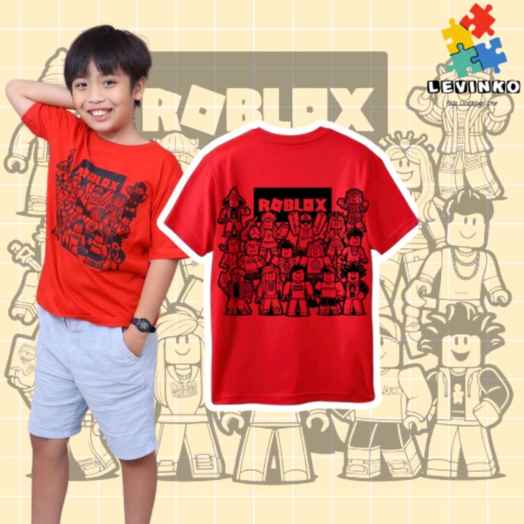 LEVINKO Roblox Red Team Kids T-Shirt 6-16 ปี