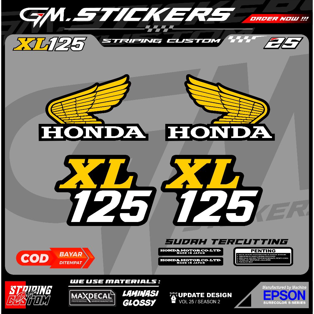 HONDA XL 125 HONDA XL125 TRAIL XL 125 RETRO XL 125 CLASSIC K1 VARIATION STICKER STRIPING
