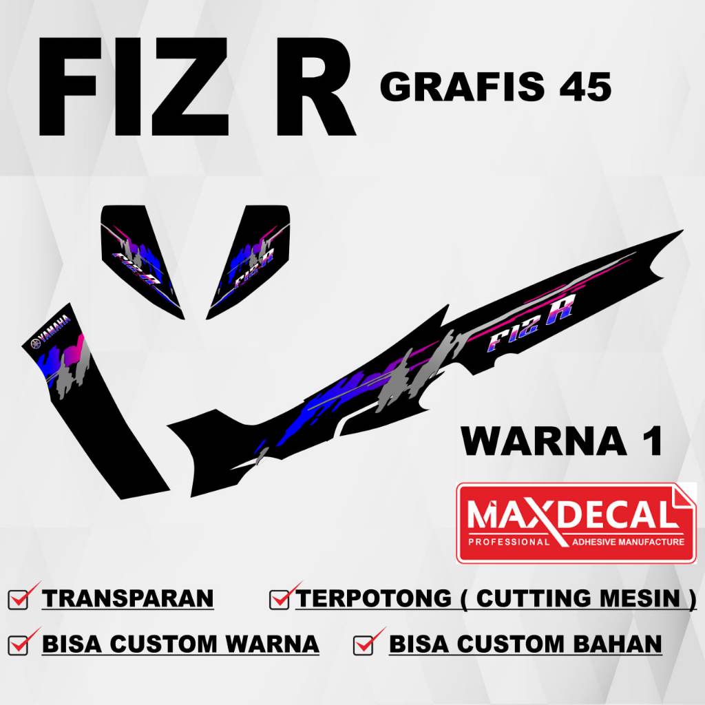 MESIN Yamaha Fiz r F1z r Fiz r กราฟิก 45 สติ๊กเกอร์ - Yamaha Fiz r F1z r Fiz r สติ๊กเกอร์รูปลอก 45 (