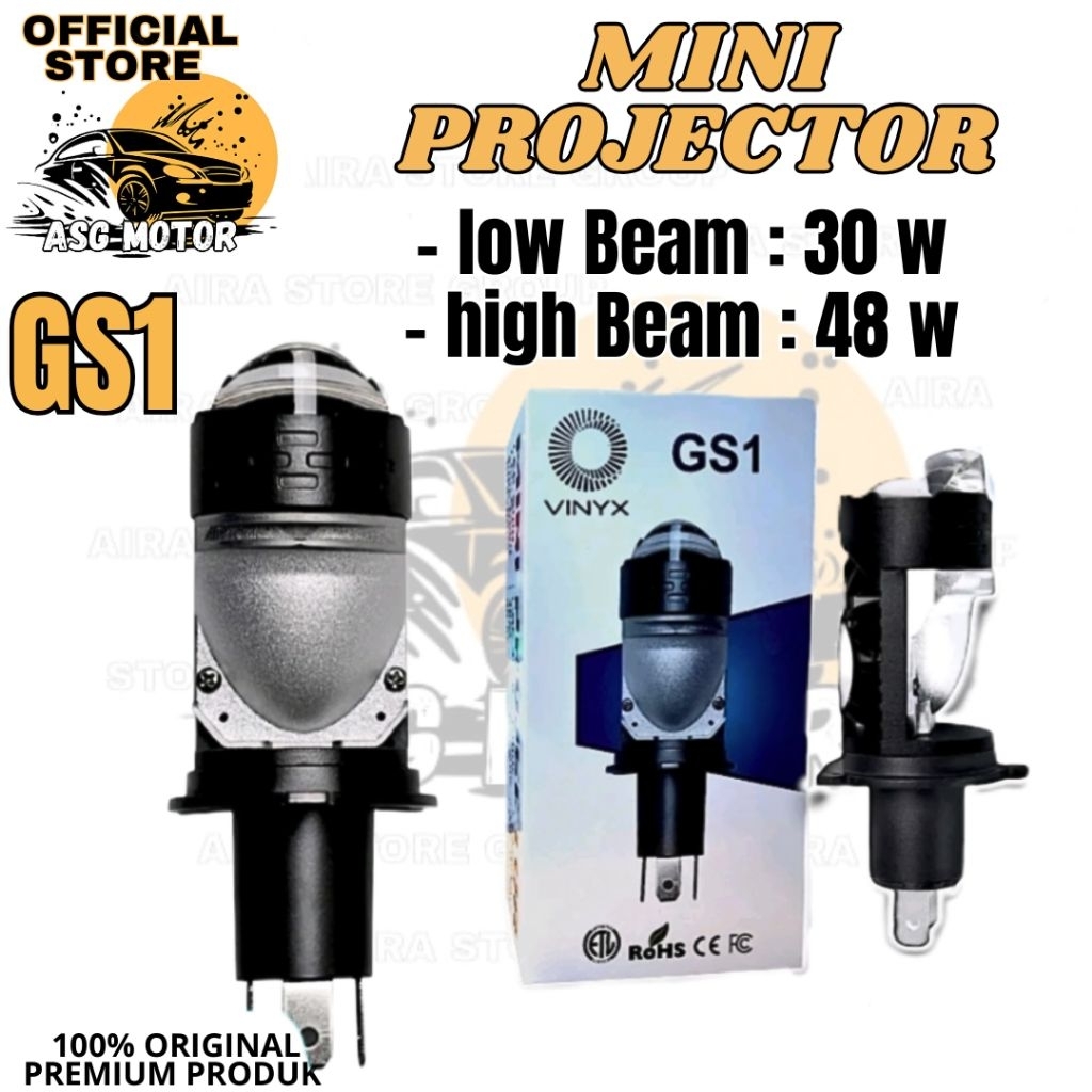 MINI PROJECTOR VINYX GS1 H4 LED PROJECTOR โคมไฟ H4 MINI PROJECTOR เลนส์รถจักรยานยนต์รถไฟหน้าไฟหน้า