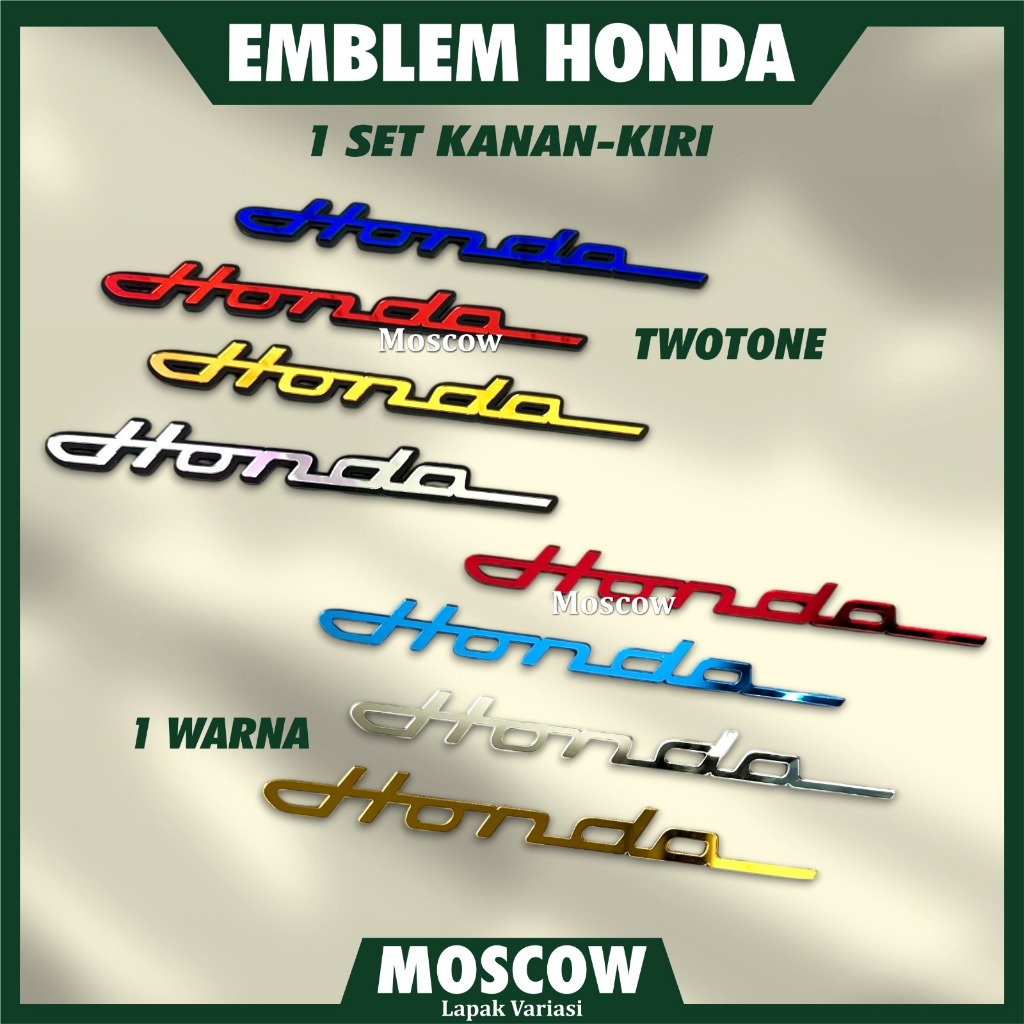 HONDA LATIN ACRYLIC 3D EMBLEM SET PAIR (2 ชิ้น) RIGHT LEFT GLASS STICKER LOGO STICKER สําหรับ HONDA 