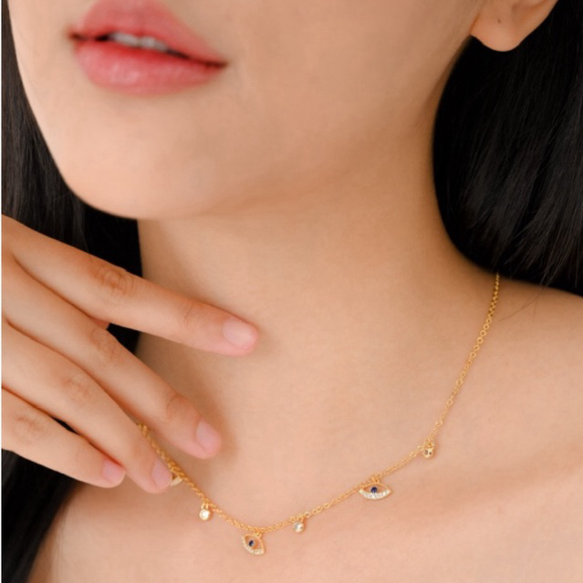 สร้อยคอ MATA Cora - สร้อยคอผู้หญิง | สร้อยคอลายตาชั่วร้ายชุบทอง 14KGP | Byol