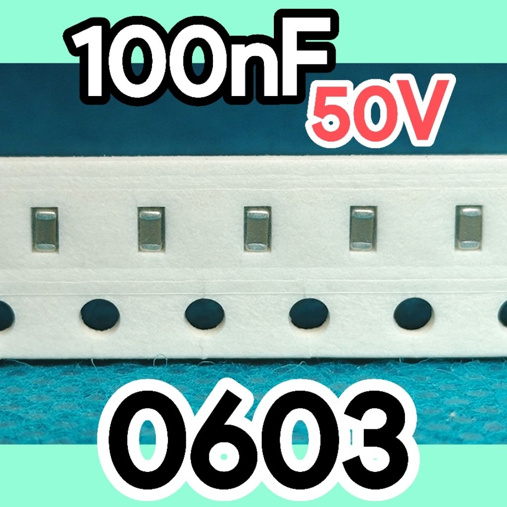 10pcs ตัวเก็บประจุเซรามิค SMD 0603 1608 50V 0.1uF 0.1uF 50V 100nF 100 nF 50volt 0.1 uF 0.1 uF 50V หล