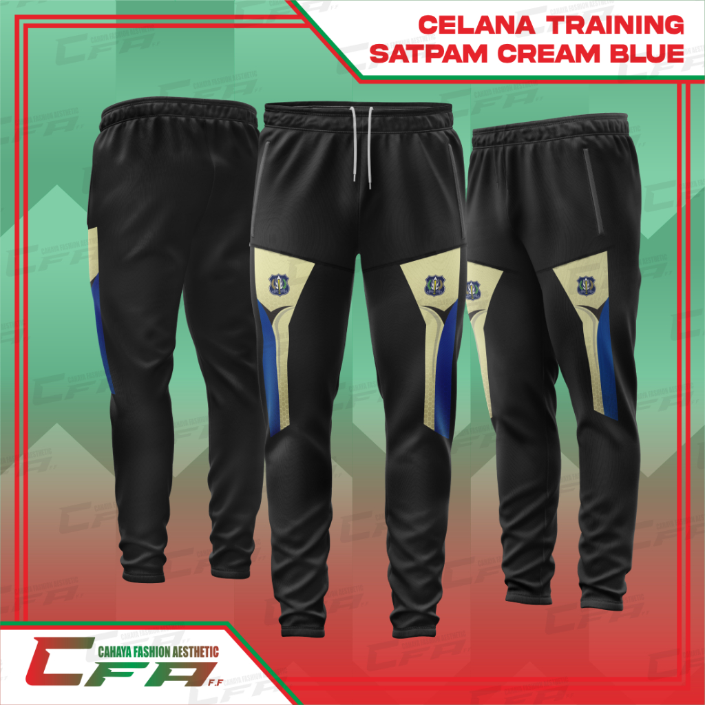 CFA LONG TRAINING PANTS SAPAM CREAM BLUE SPORTS BOTTOM DIADORA STRETCH UNISEX
