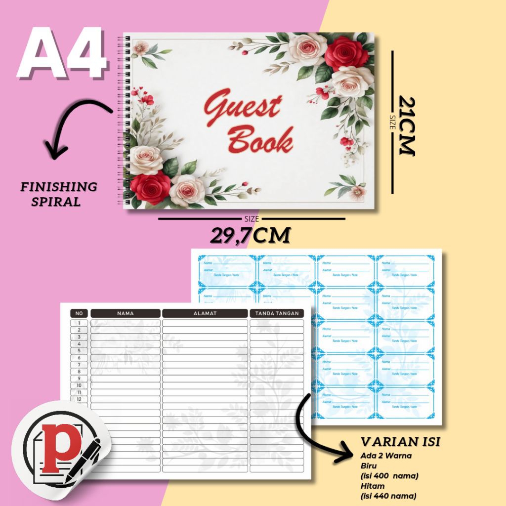 WEDDING GUEST BOOK CONTAINS 2 สี AESTHETIC WEDDING PARTY GUEST BOOK