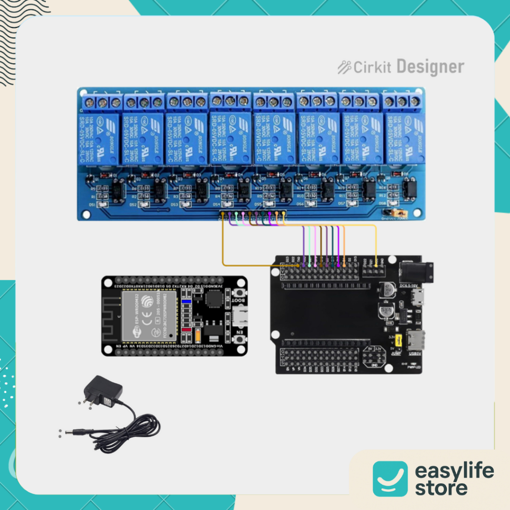 EasyLife - รีเลย์อัจฉริยะ DIY IoT 8CH | ESP32 + บอร์ดขยาย | อุปกรณ์ควบคุมผ่าน EasyLife-IoT