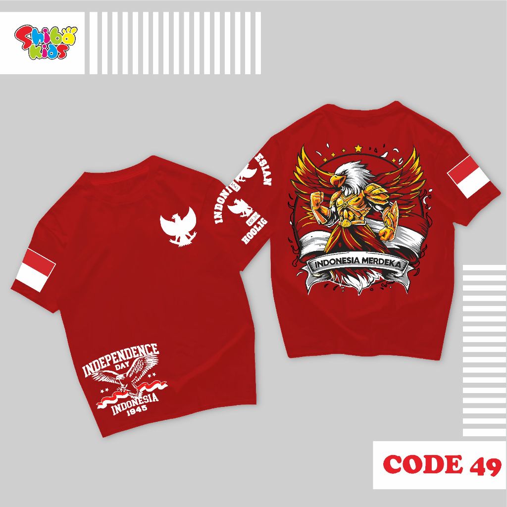 KATUN Independence Day เสื้อยืด 17 สิงหาคมชายลําลองผ้าฝ้ายสีดํา SHIBAKIDS C49