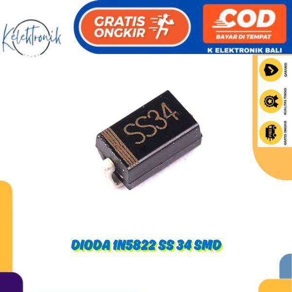 SS34 SMA 40V 3A ไดโอด (DO-214AC) ไดโอด 1N5822 SS 34