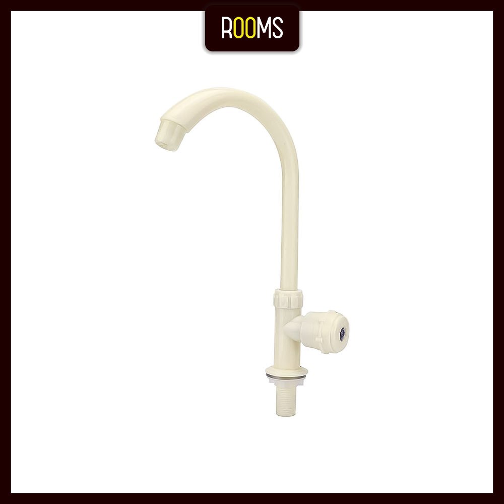 Rooms 1/2 นิ้วสีขาวคอยาว PVC Swan Water Faucet - ก๊อกน้ําอ่างล้างจานและห้องน้ํากันสนิม | ฟิลเตอร์ De