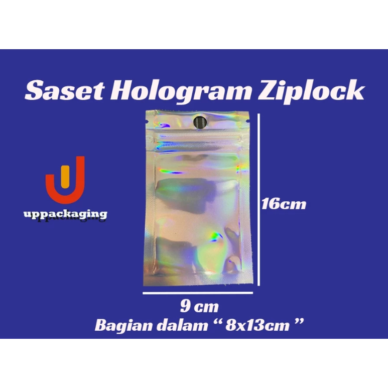 HOLOGRAM LASER POUCH PACKAGING SIZE 9X16 CM ZIPLOCK NON-STANDING