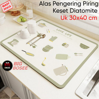 BB7 - Alas Tatakan Pengering Piring Gelas Diatomite Serap Air Tahan Panas 30x40cm Keset Diatom Anti Slip Drying Placemat Diatomite