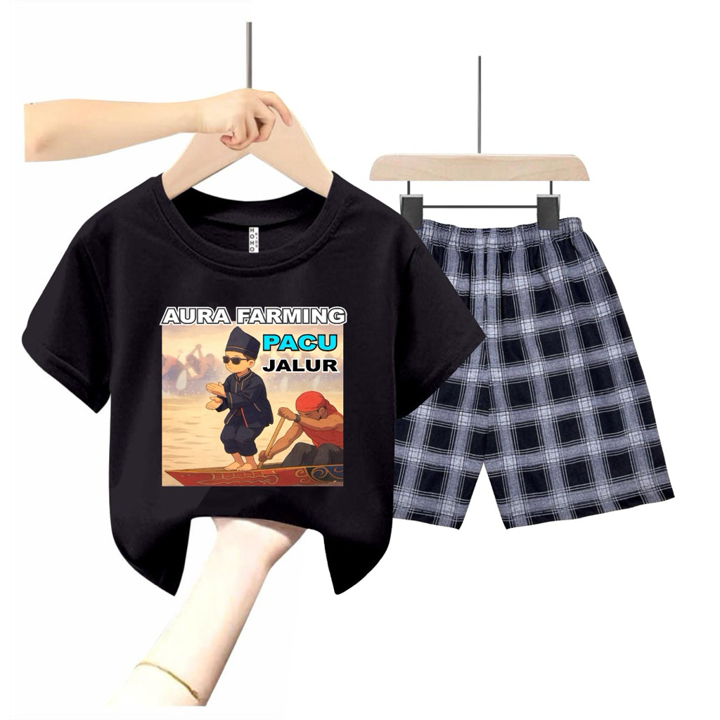 AURA FARMING CHILDRENS SET DIGITAL SCREEN PRINTING POCKET PANTS