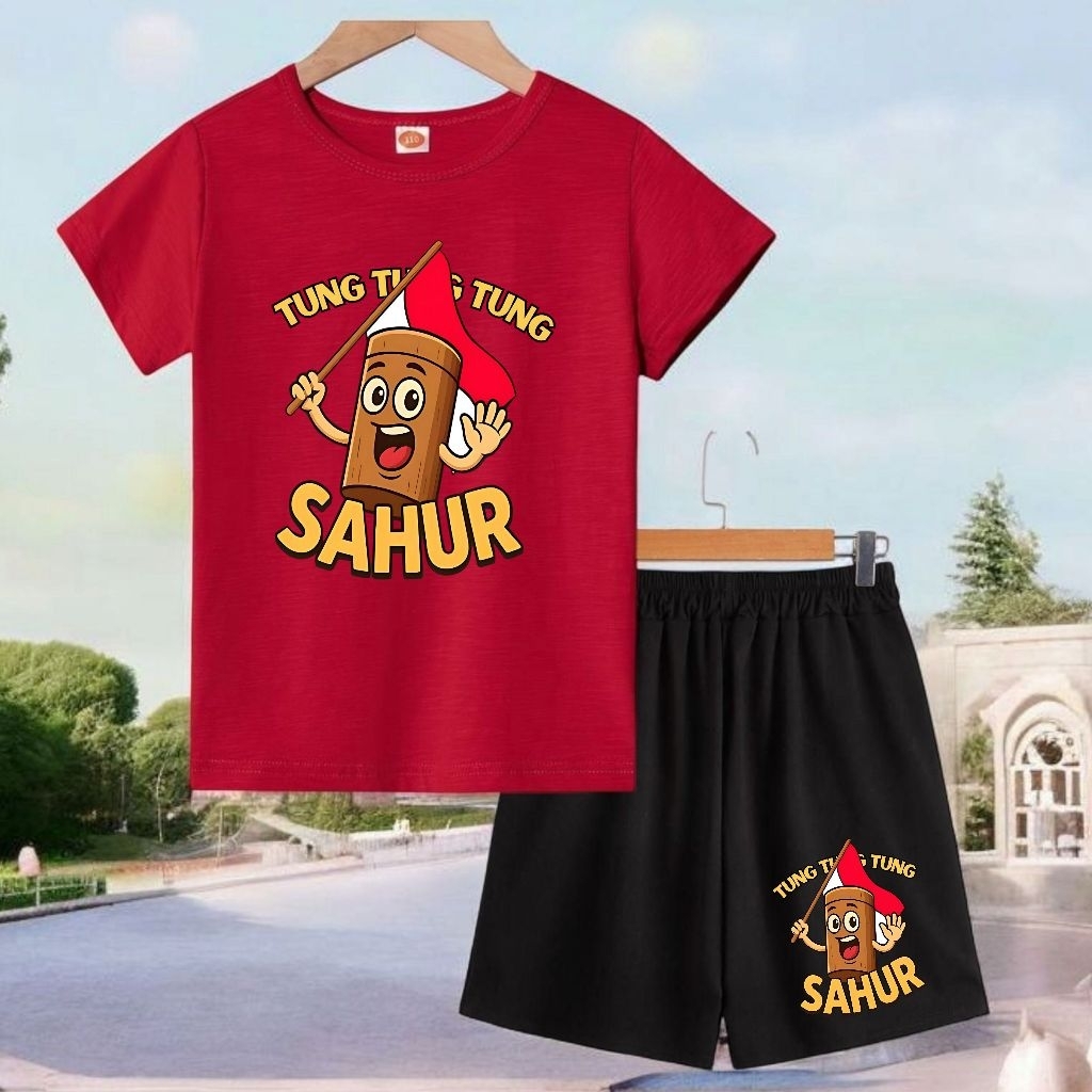 ชุดเด็กหญิง/เด็กชาย 17 AUGUST TUNG TUNG SAHUR FLAG สําหรับอายุจาก 2 ปีถึง 9 ปี