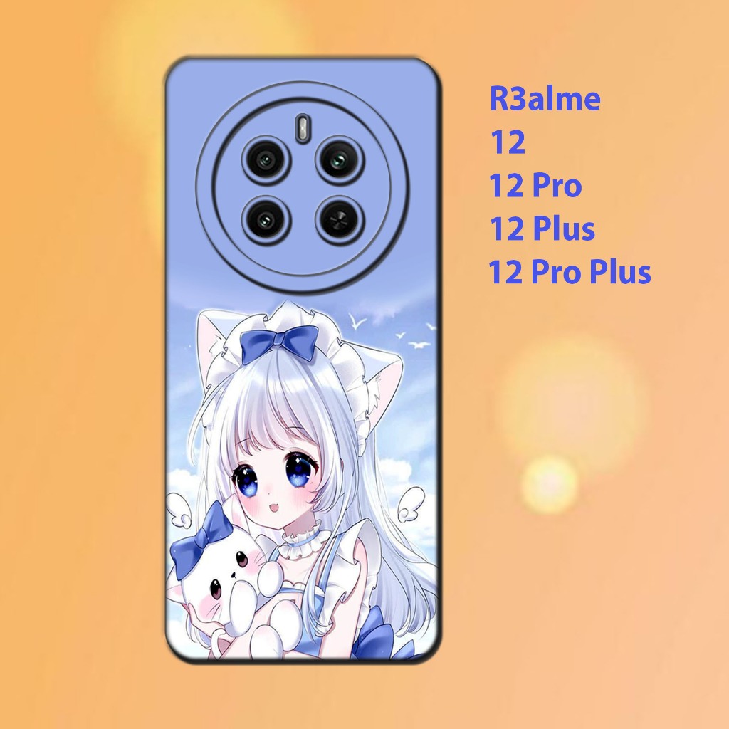 เคส realme 12, Realme 12 Pro, Realme 12 Plus, Realme 12 Pro Plus - ซิลิโคนยืดหยุ่นสีดํา