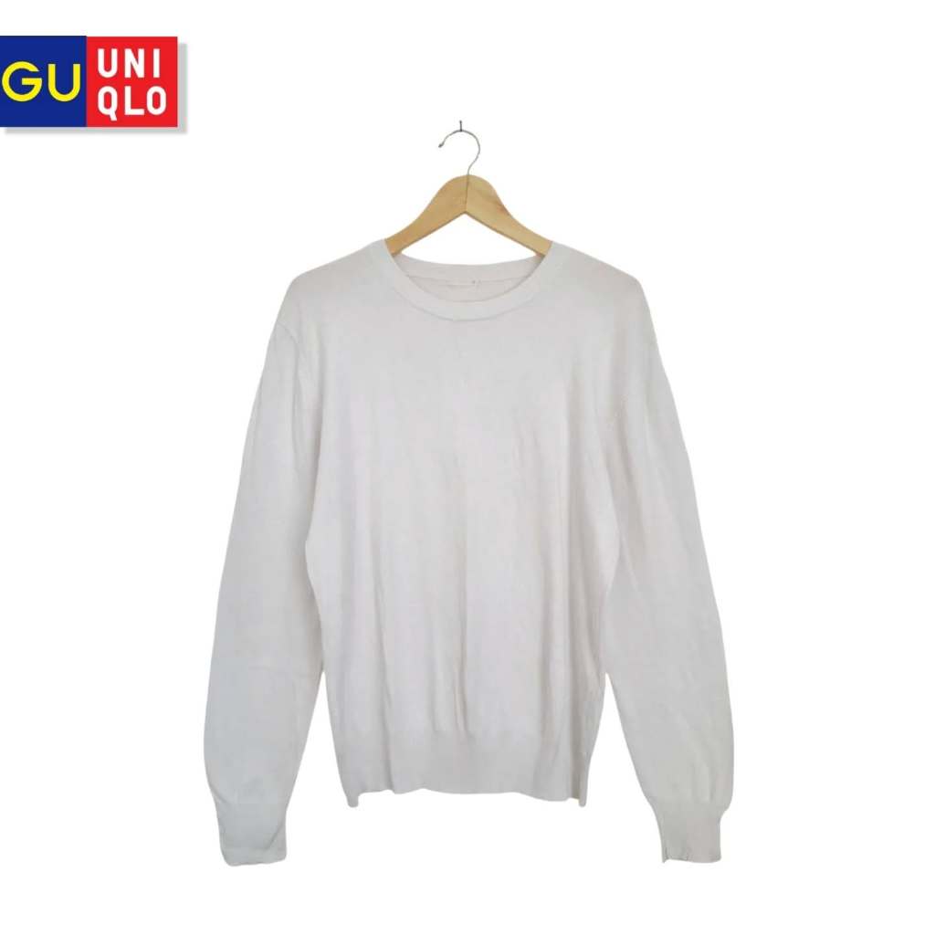 Uniqlo Inara White GU O-Neck Basuic Sweater (CODE: B89-27)