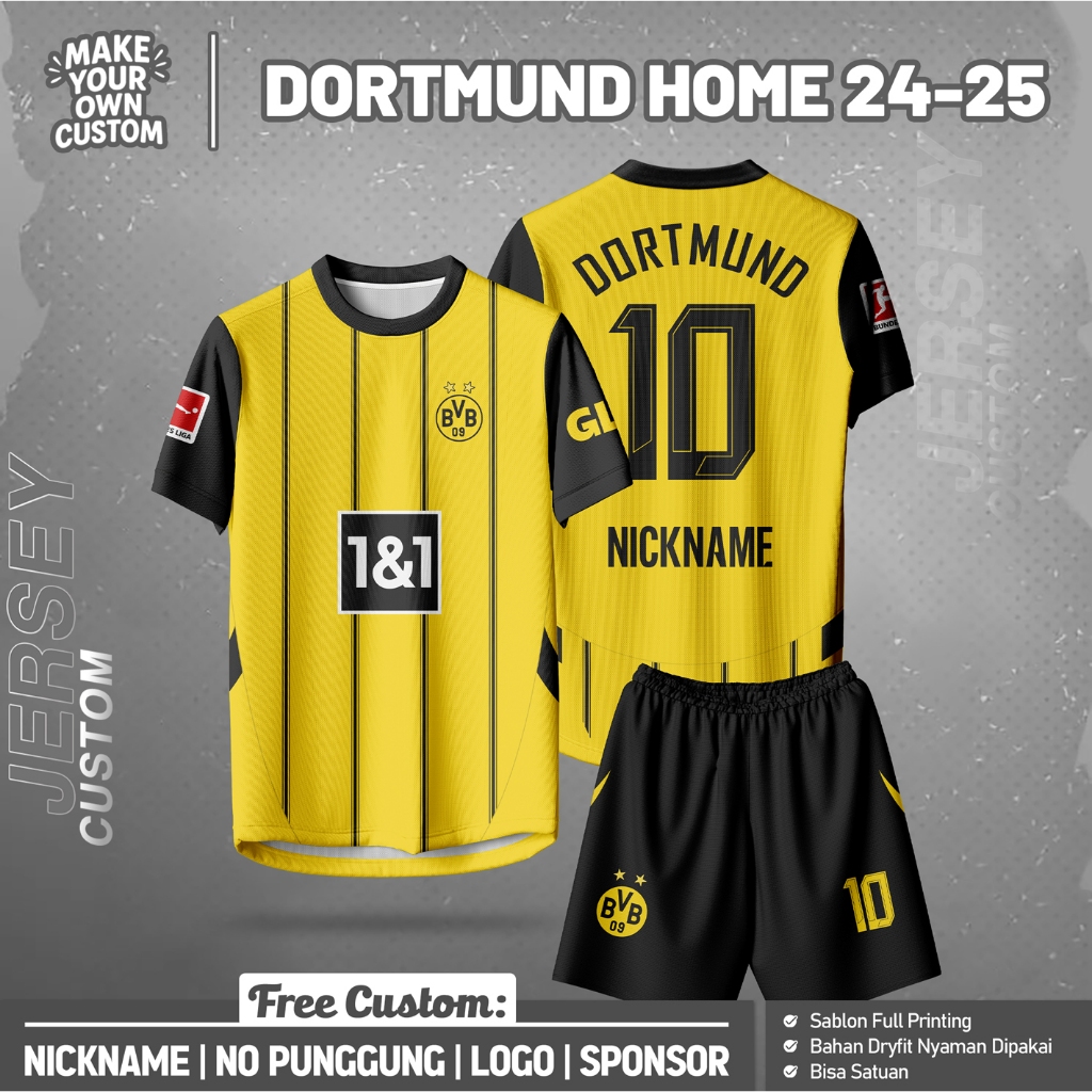 BEST FOOTBALL JERSEY D0rtmunD H0m3 24-25 ฟรีเบอร์ที่กําหนดเองและหลัง