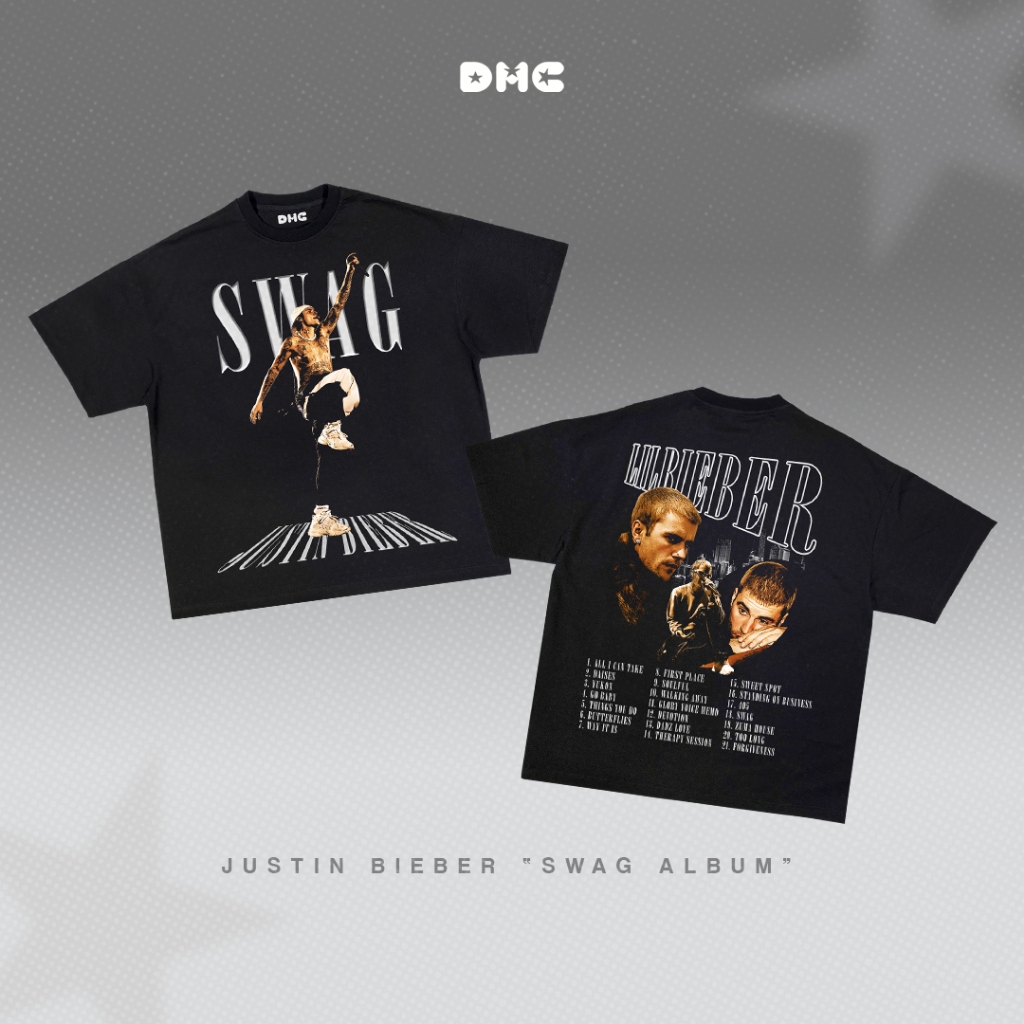 DMC Justin Bieber SWAG อัลบั้มเพลงเสื้อยืดขนาดใหญ่