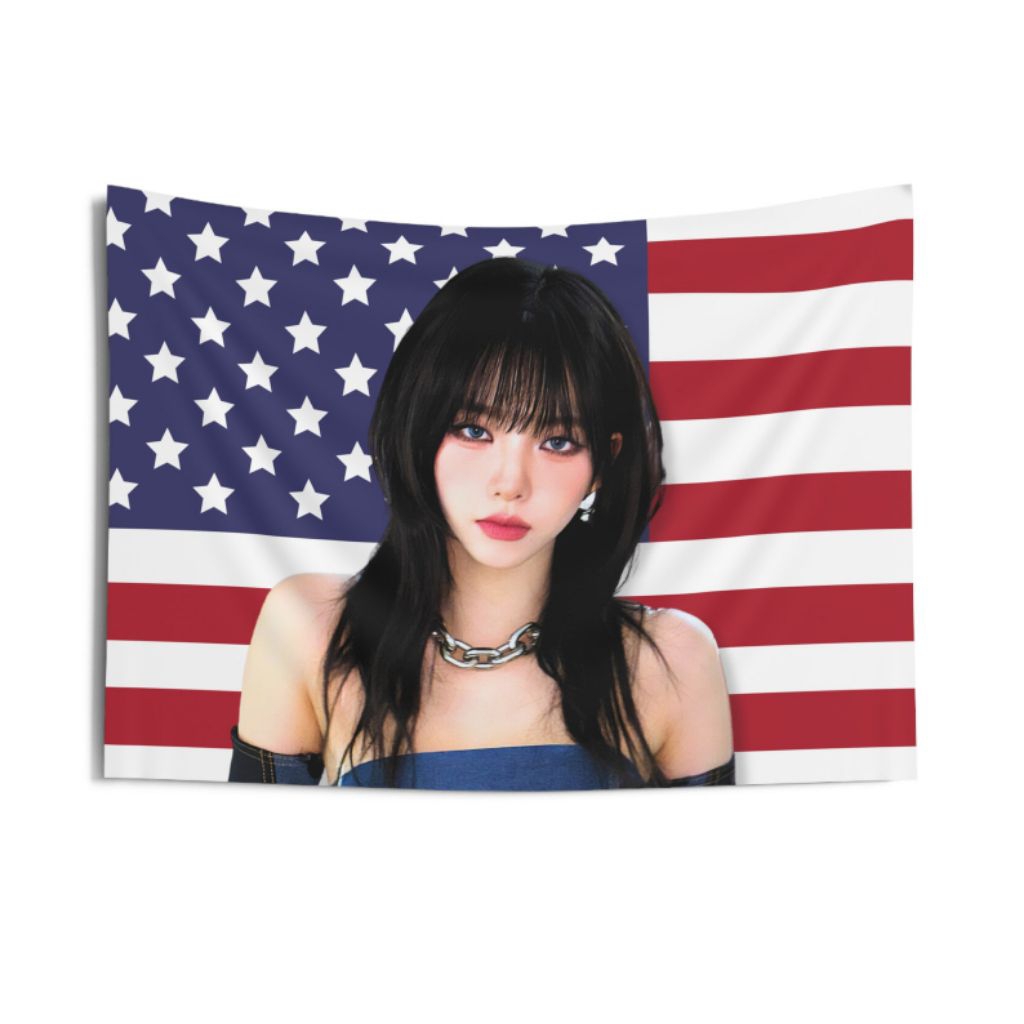 Karina American Flag Kpop Tapestry, Karina Merch, ไอเดียของขวัญสําหรับ Fangirls, ของขวัญวันเกิดและคอนเสิร์ต Merch