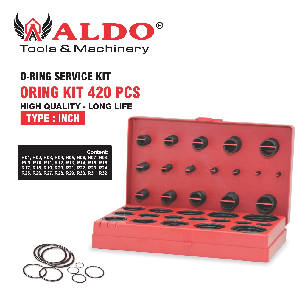MERAH ORING KIT 420 ชิ้น TYPE: INCH (กล่องสีแดง) ยี่ห้อ ALDO