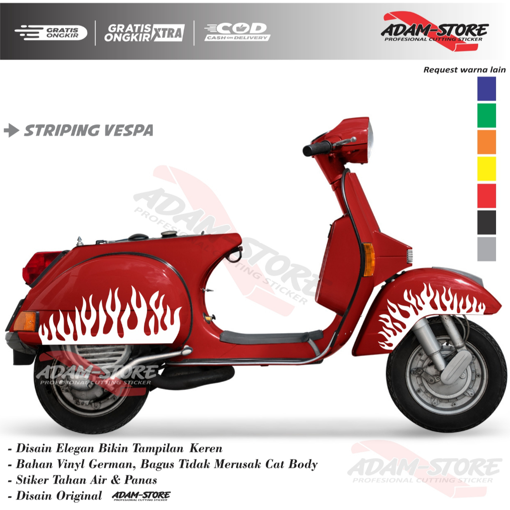 VPA3 สติ๊กเกอร์ติดมอเตอร์ไซค์ Vespa Px / สติ๊กเกอร์โลโก้ไฟ / สติ๊กเกอร์ติดมอเตอร์ไซค์ Vespa Px