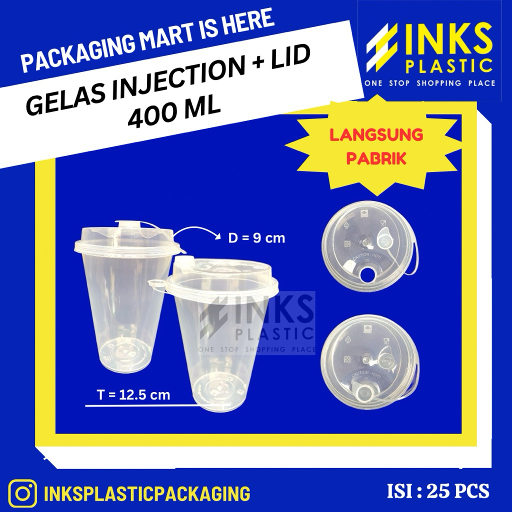 ถ้วยพลาสติก PP 400 ML + ฝา (25 ชิ้น)