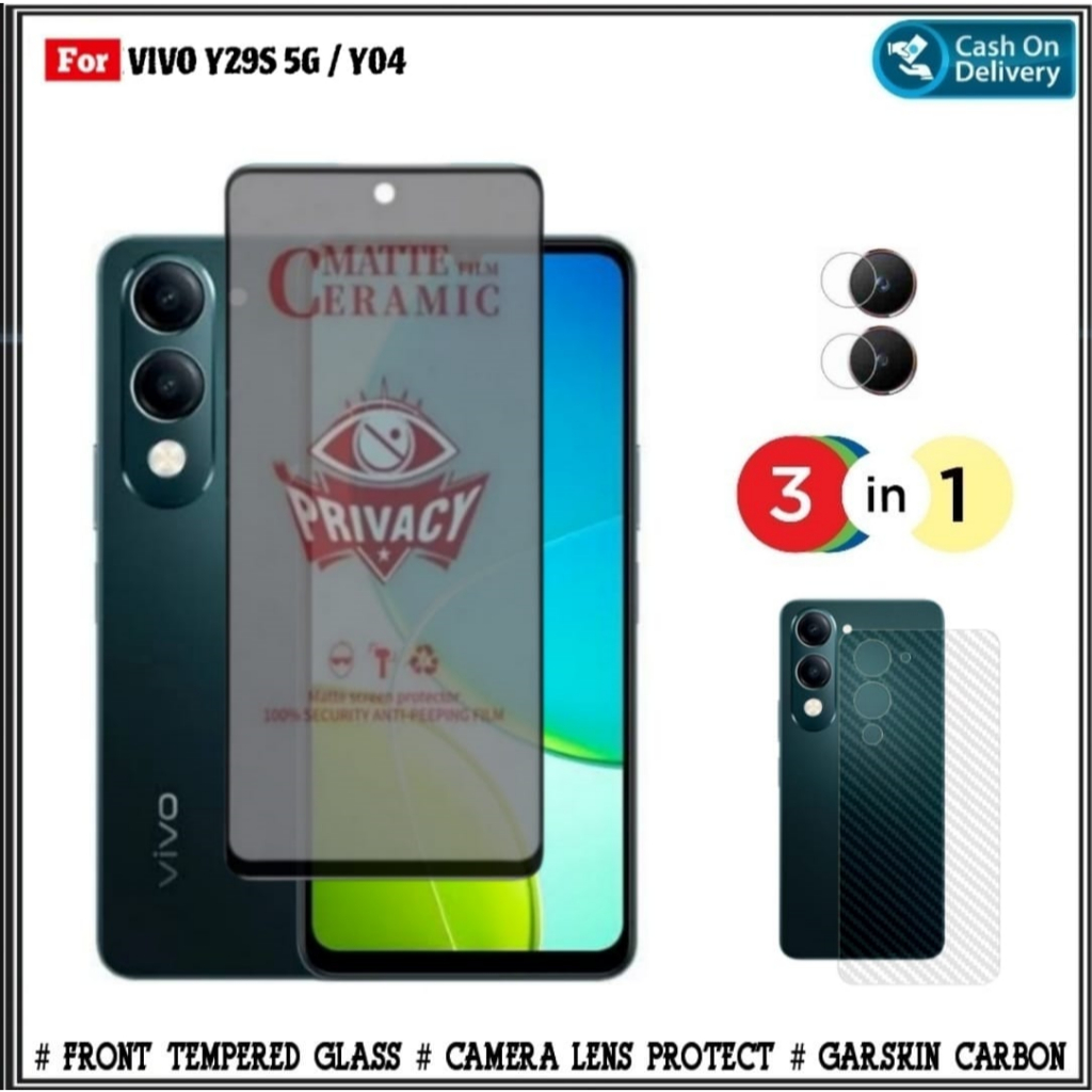 3IN1 Tempered Ceramic Vivo YZ9S 5G / Y04 Anti-Scratch Matte Package + Camera + Garskin Riyanali_Shop