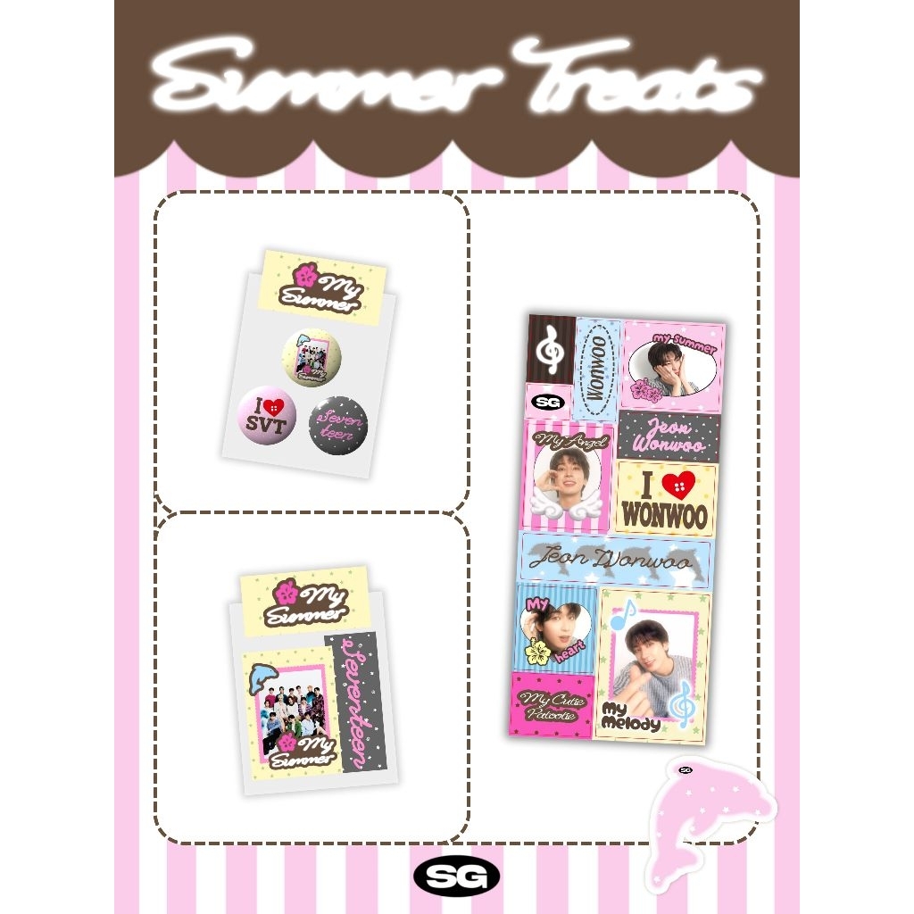 [SG.LAB] MY SUMMER KPOP STICKER PACK AND PIN BUTTON | RIETY BOYNEXTDOOR SEVENTEEN