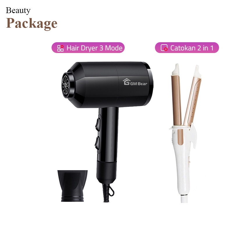 Shop.Eazy Bundle Hemat เครื่องเป่าผมและเครื่องหนีบผม 2 in 1 Straight Curly เครื่องเป่าผม 1140 + 1173