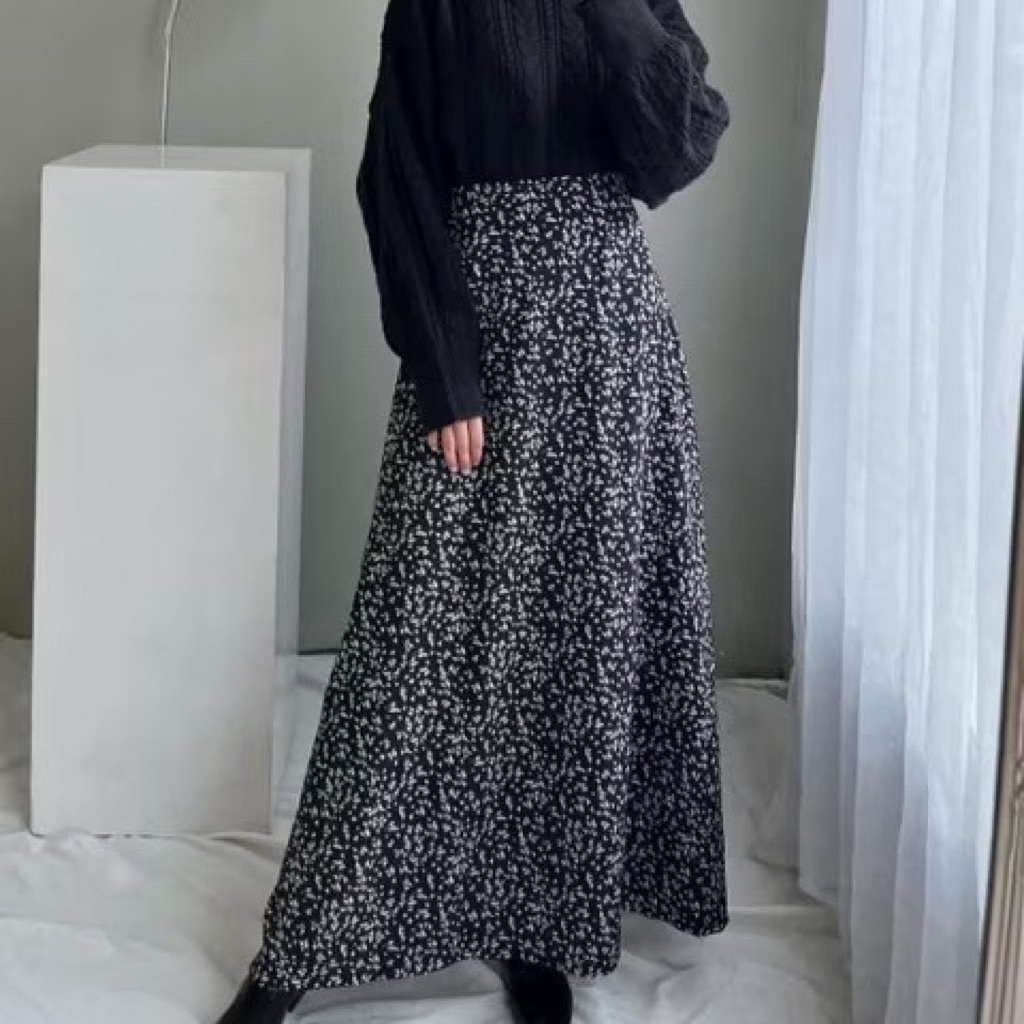 กระโปรงเกาหลี FLOWER PATTERN | กระโปรงลายดอก | กระโปรง A-LINE FLOWER PATTERN | กระโปรงสไตล์วินเทจสไต