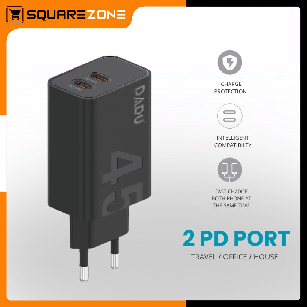 Dual Port USB+Type-C 45W PD DC_333_B อะแดปเตอร์เร็วสุด+สายเดินทาง