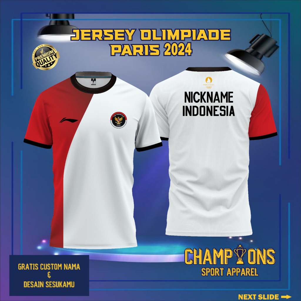 เสื้อวิ่งชาย/หญิง OLYMPIC PARIS 2024 วัสดุ Dryfit พิมพ์เต็ม
