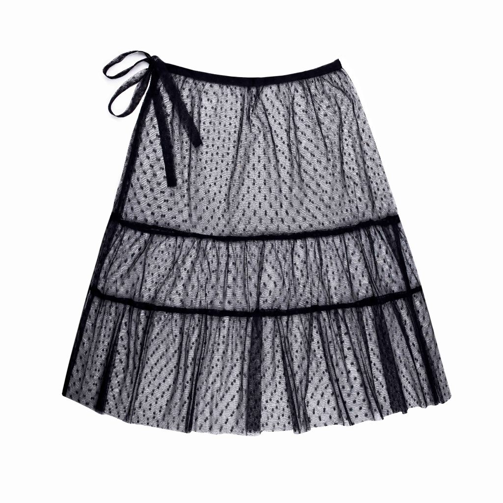 Tome Ame - Ginka Layered Lace Skirt สีดํา - กระโปรงลูกไม้ผู้หญิง