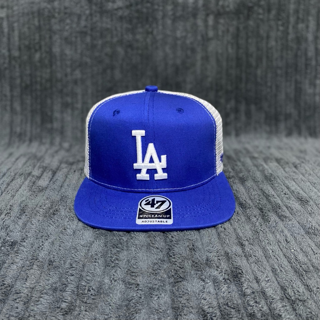 LA47 Trucker Mesh SnapBack Hat ปักโลโก้ Unisex เรียบง่าย เท่ และมีสไตล์