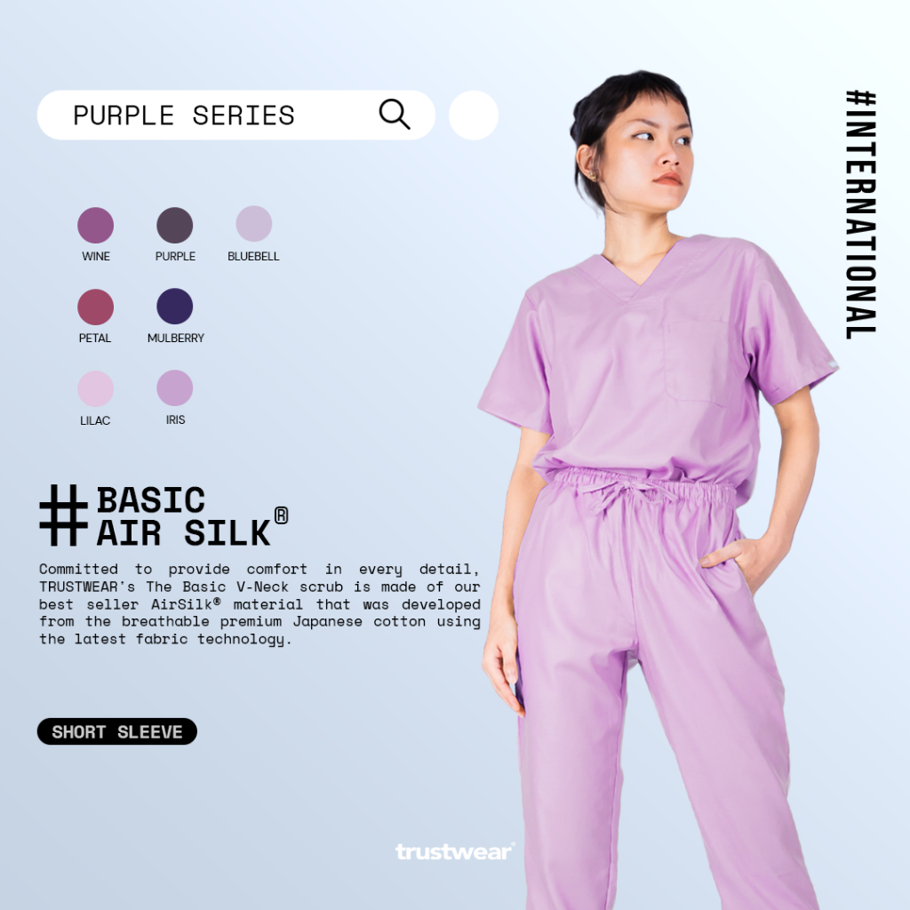 Doctors Scrub/Set OKA OK Nurse/Doctor Short Sleeve Purple Series [ส่งออก]