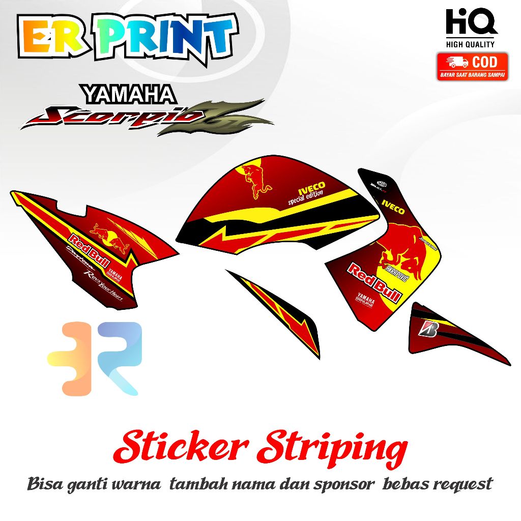Striping Scorpio Z Sticker 1 ครบชุดขวาซ้าย Red Bull Design Variation