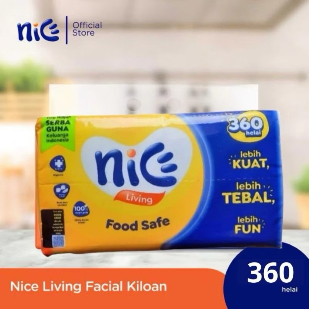 Nice Living ทิชชู่ 360 แผ่น | กระดาษเช็ดหน้า | อาหารปลอดภัย