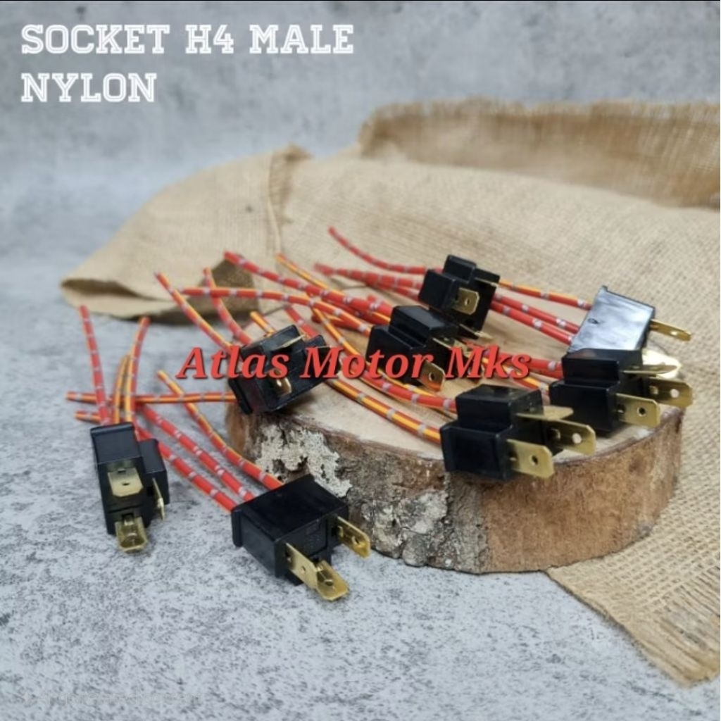 [1PC][MALE] H4 BEAM SEAL SOCKET - H4 LAMP SOCKET - H4 CERAMIC COWOK HALOGEN SOCKET BULB