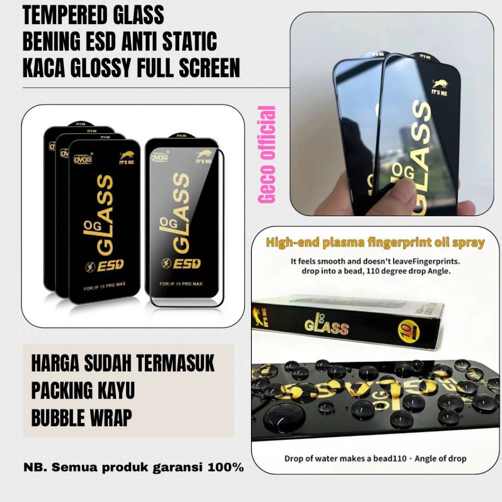 TG กระจกนิรภัย AntiStatic ESD Bening Premium VIVO Y70S/Y70T/Y51S 5G Y55 4G Y73/Y73S Y75 5G Y75 4G