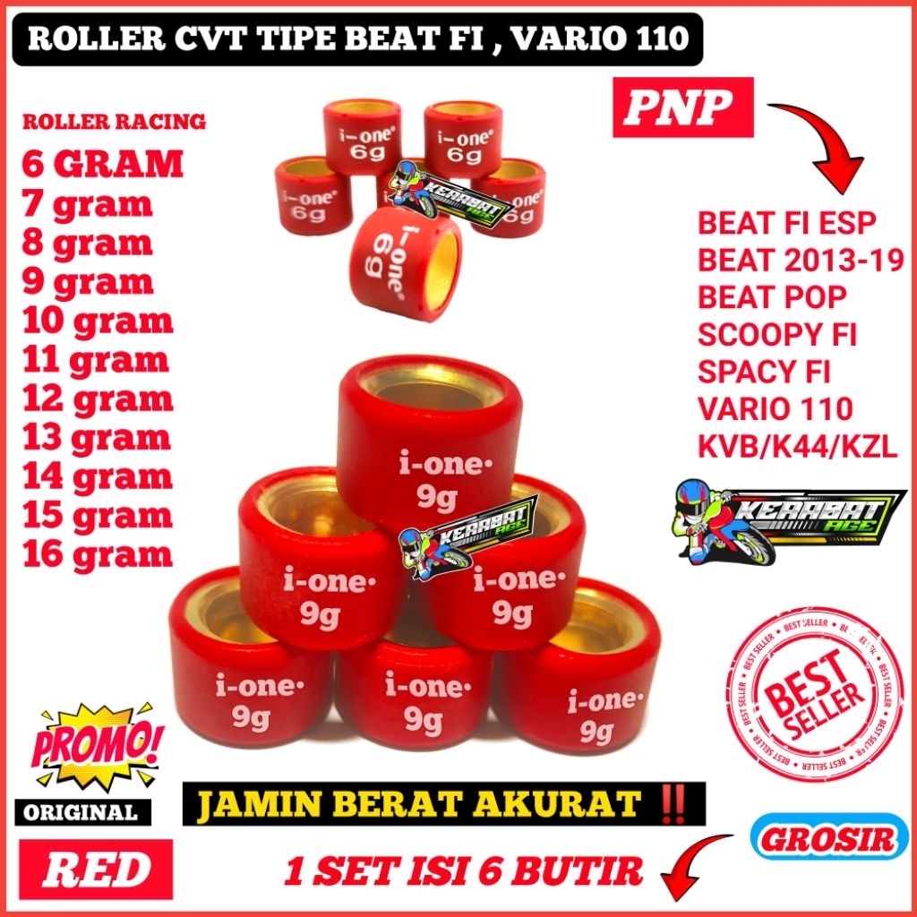 ROLLER (แฟนสีแดง) LOLER RACING CVT PNP VARIO 110 BEAT FI SCOOPY FI 6 GRAM 7Gram 8gram 9gram 10gram 1