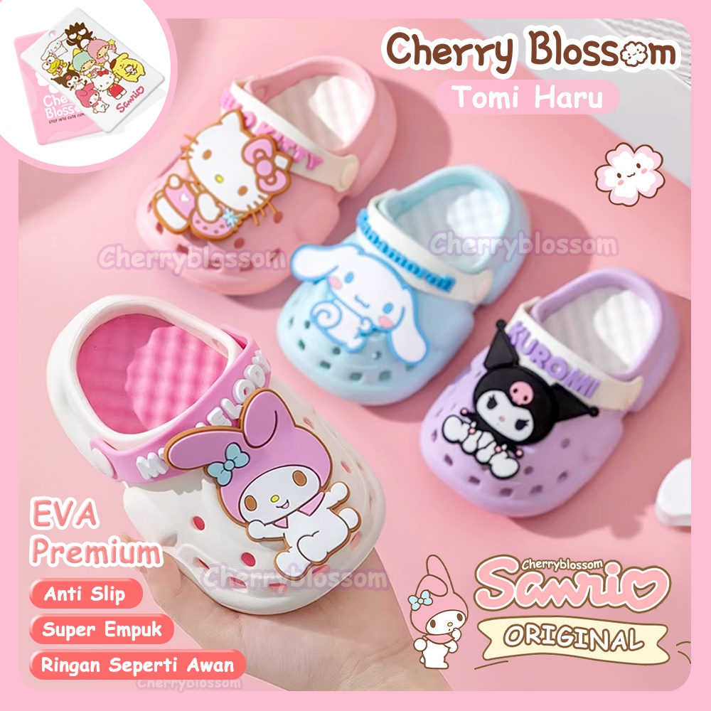 CHERRYBLOSSOM Tomi Haru รองเท้าแตะ Baim Children Original Sanrio Premium Kuromi Cinnamoroll Melody A