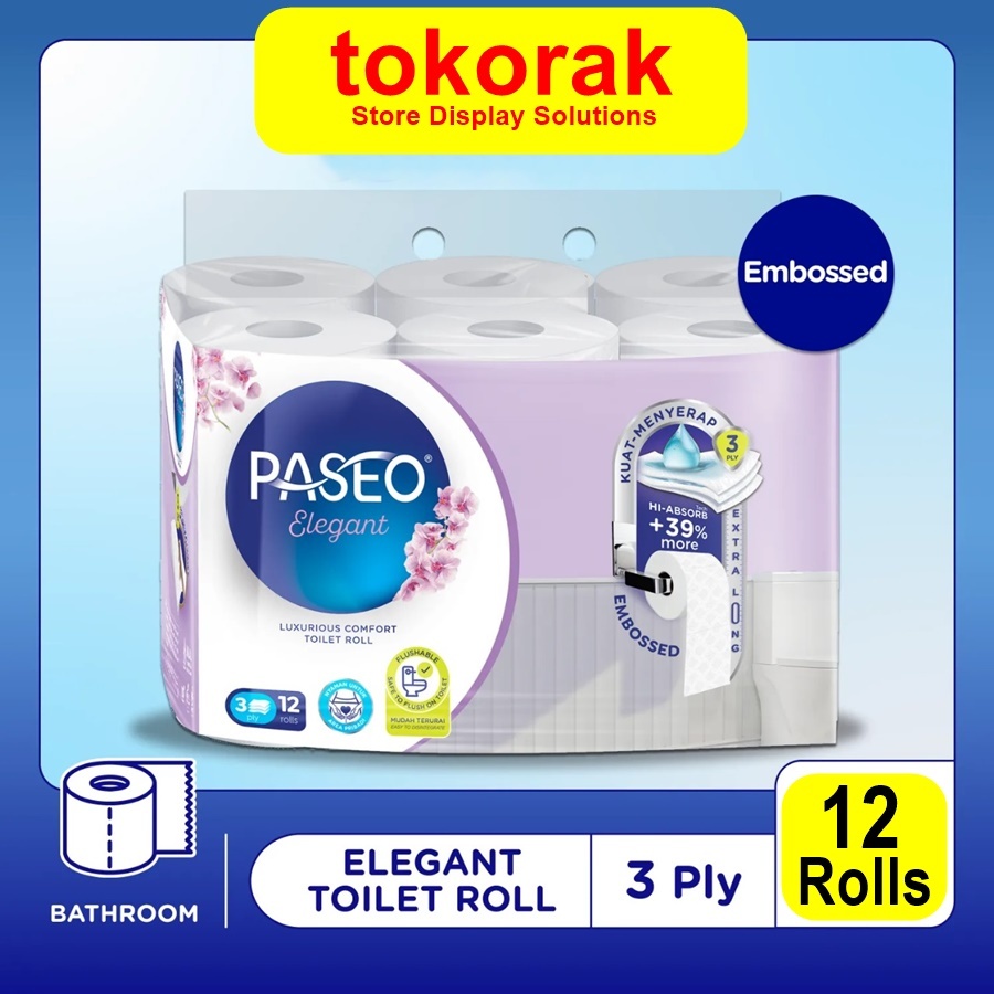 PASEO ELEGANT TOILET TISSUE 12 ROLL WC TISSUE ROLL BATHROOM TISSUE ROLL ELEGANT