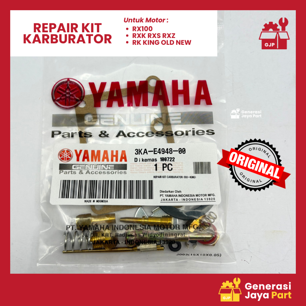 ชุดซ่อมคาร์บูเรเตอร์ Repairkit คาร์บูเรเตอร์ RX100 RXK RXS RXZ RK KING OLD NEW | ชุดซ่อมคาร์บู | ยามาฮ่า ยามาฮ่า | 3KA-E4948-00 | | อะไหล่มอเตอร์ไซค์ Tangerang