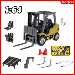 Hotfree 1/64 Mini RC Forklift, 11 Channel 2 Mode, 2.4Ghz App & Remote Control Alloy Forklift Truck with USB-C Rechargeable, 2 in 1 Transformable Lift Fork & Hook, Birthday Gift for Kids Adults Boys and Girls