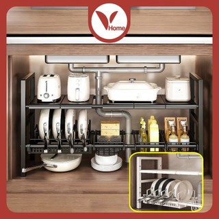 Vhome Dapat Ditarik Stainless Steel Rak Dapur Rak Panci Rak Wastafel Rak Serbaguna