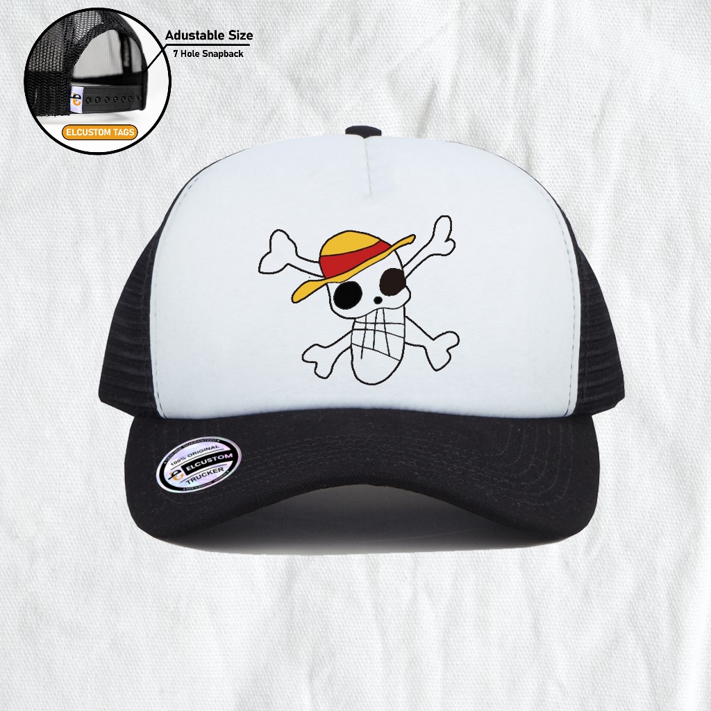 DRAWING - NET HAT / ONE PIECE HAT / FLAG / SNAPBACK HAT / WORLD GOVERNMENT / PIRATE / JOLLY ROGER / 